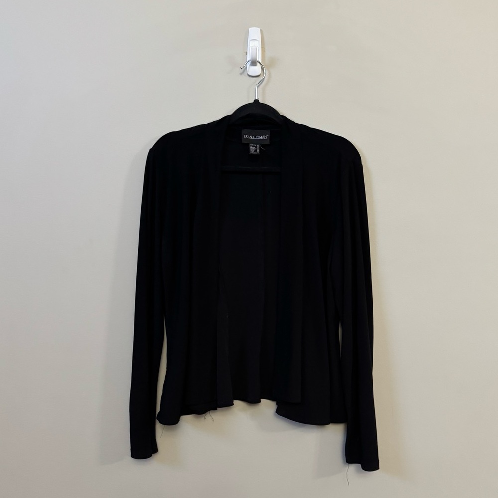 Frank Lyman designs women’s black open front jersey knit stretchy cardigan💜